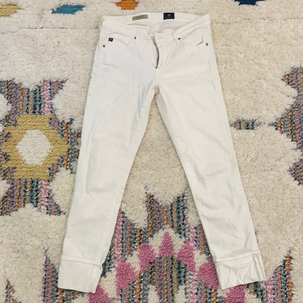 Adriano Goldshmeid Stevie Cuff cropped white jeans